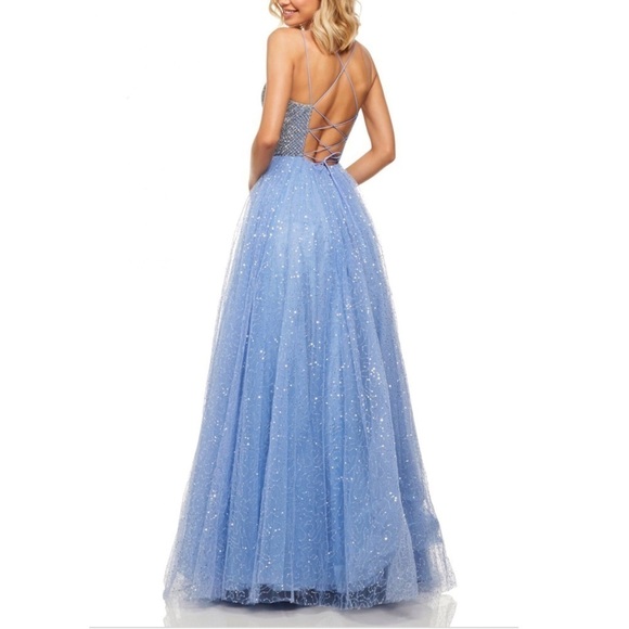 SHERRI HILL Ivory White Beaded Sequin Tulle Formal Dress Size 4 52913 - Picture 3 of 16